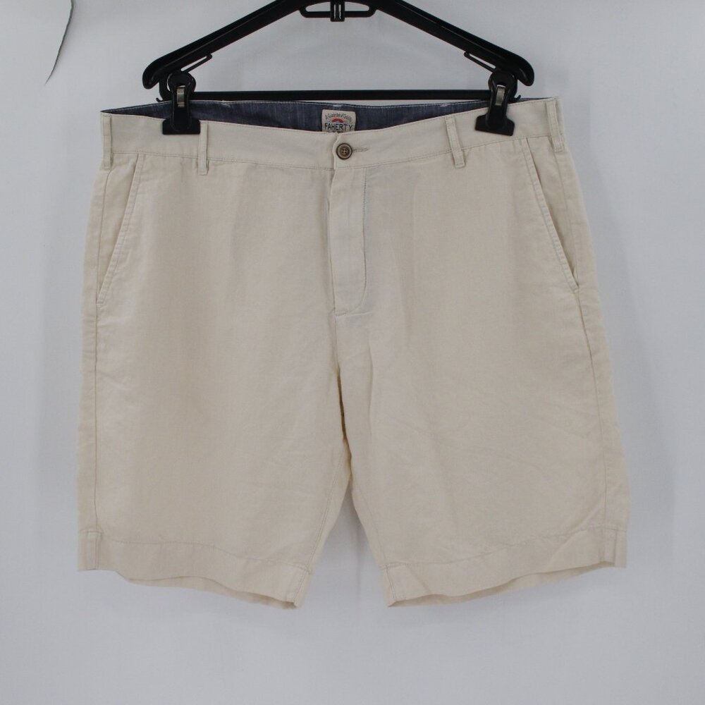 Faherty Malibu Shorts Men's 36 10" Cotton Linen Blend Chino Golf stone pockets